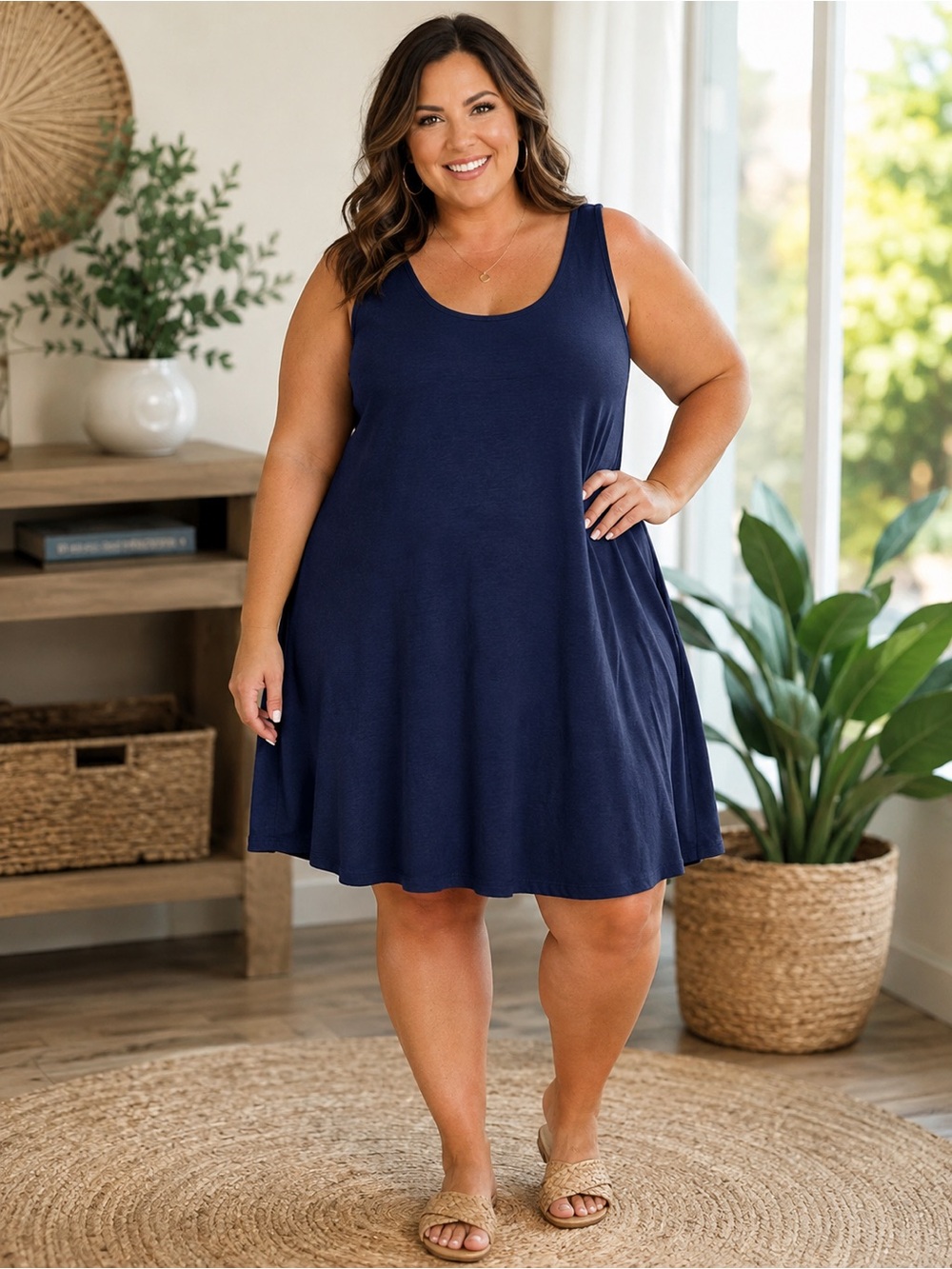 Ashley Stewart Navy Blue Sleeveless Dress Size 30
